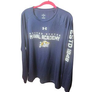 Under Armour United States Naval Academy Long Sleeve Shirt 2XL Navy Loose Fit